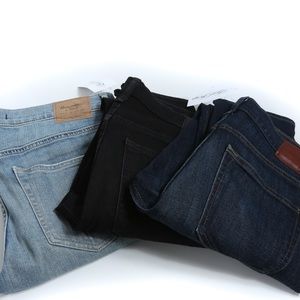 LOT OF 3 MENS ABERCROBIE AND FITCH LIGHT DENIM, DARK DENIM, AND BLACK JEANS 31